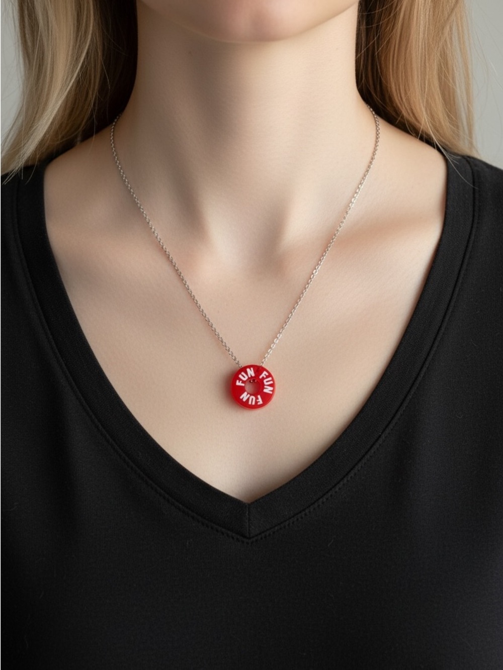 9/18 Effy Red 'FUN' Round Pendant Necklace